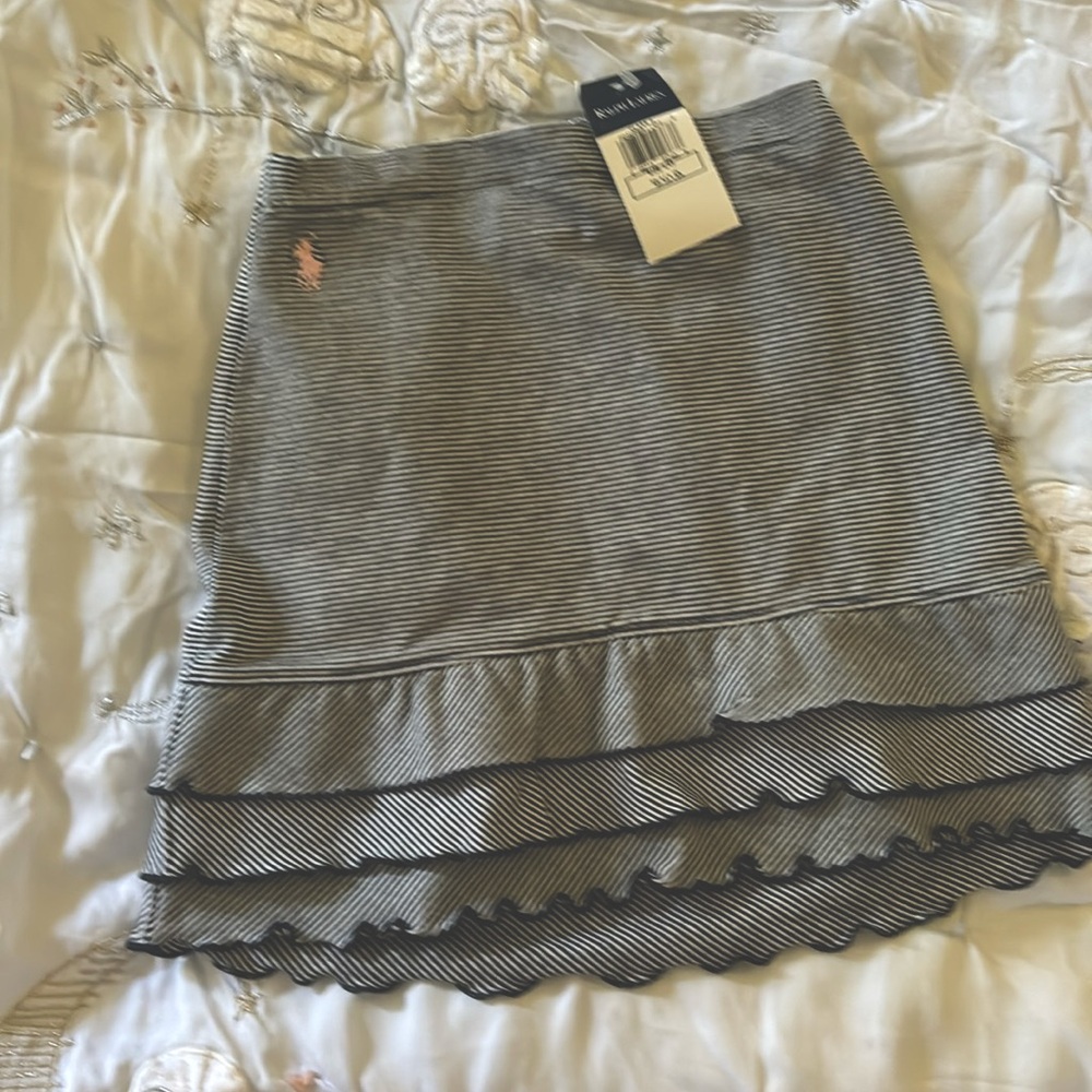 NWT White and Navy striped Ralph Lauren Pleated Skirt toddler 4